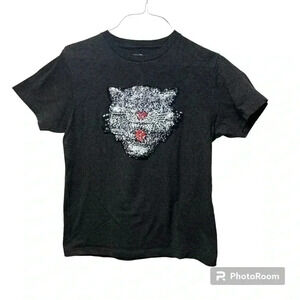 Eighty Eight Short Sleeve Dark Gray T-Shirt Top Animal Tiger  Size M Dark gray